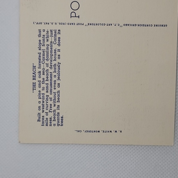 The Beach, Carmel, California Vintage Curt Teich Postcard - Picture 3 of 6